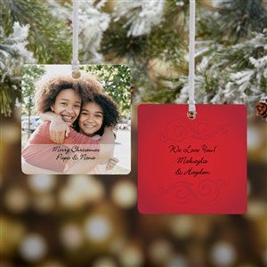Photo Sentiments Personalized Square Ornament- 2.75 Metal - 2 Sided - 15254-2M