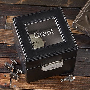 Vegan Leather 2 Slot Personalized Watch Box - 15257-M