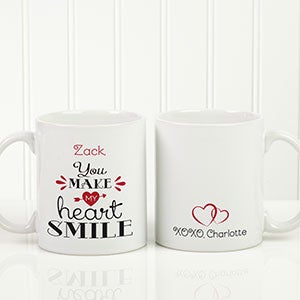 You Make My Heart Smile Personalized Coffee Mug 11oz.- White - 15314-W