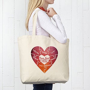 We Love You To Pieces Personalized Large Canvas Tote Bag