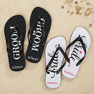 Just Married Personalized Adult Flip Flops - 15491
