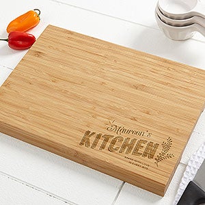 Her Kitchen Personalized Bamboo Cutting Board- 10x14 - 15568