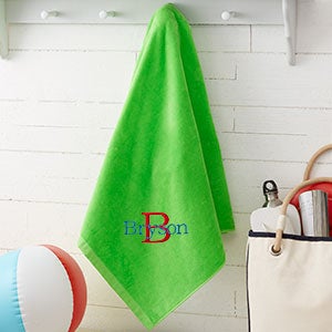 All About Me Embroidered 35x60 Beach Towel - Lime Green - 15598-G