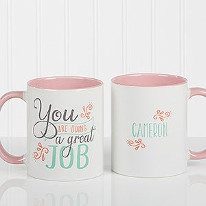 Personalized Daily Cup Of Inspiration Coffee Mug - Pink Handle - 15783-P