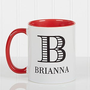 Striped Monogram Personalized Coffee Mug 11 oz.- Red - 15799-R