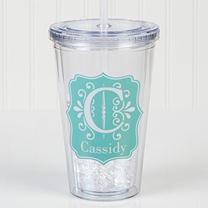 Blooming Monogram Personalized 17 oz. Acrylic Insulated Tumbler - 15800-T