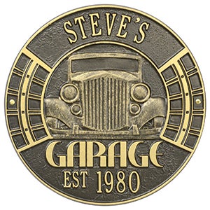 Personalized Aluminum Garage Plaque - Bronze And Gold - 15807D-OG