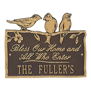 Birds On A Branch Personalized Aluminum Plaque - Bronze And Gold - 15809D-OG