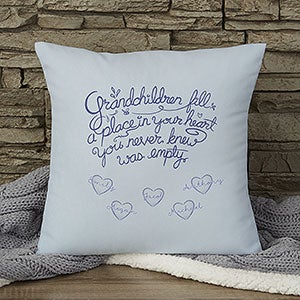 Grandchildren Fill Our Hearts 14-inch Velvet Throw Pillow Personalized - 15854-SV