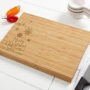 Christmas Snowflakes 10x14 Engraved Bamboo Cutting Board - 15909
