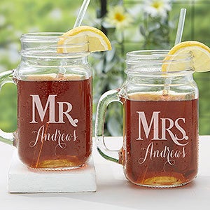 Mr.  Mrs. Etched Mason Jars Set of 2 - 15921