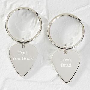 You Rock! Personalized Silver Guitar Pick Keychain - 15978
