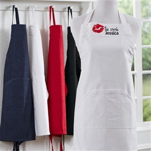 Kiss The Cook Embroidered White Apron - 16152