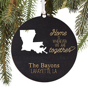State of Love Personalized Black Stain Wood Ornament - 16236-BLK