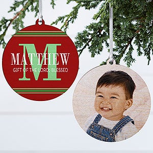My Name Means Personalized Photo Ornament-3.75 Wood - 2 Sided - 16297-2W