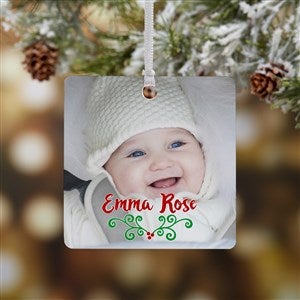 Babys 1st Christmas Photo Square Ornament- 2.75 Metal - 1 Sided - 16322-1M