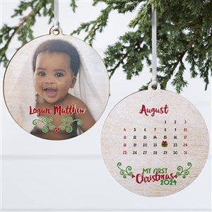 Babys 1st Christmas Calendar Photo Ornament - 2 Sided Wood - 16322-2W