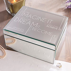 Engraved Mirrored Large Jewelry Box - Inspiring Messages - 16328-L