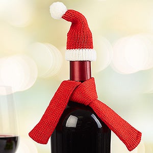 Santa Hat  Scarf Wine Bottle Accessories - 16358