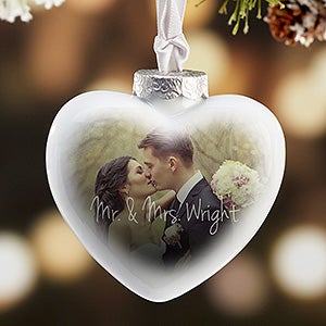 Wedding Day Photo Personalized Deluxe Heart Ornament - 16391