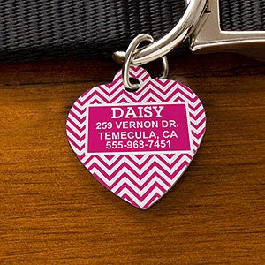 Personalized Heart Pet ID Tags - Chevron - 16409-H