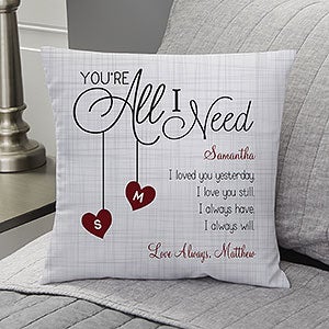 Youre All I Need Personalized 14 Velvet Throw Pillow - 16412-SV