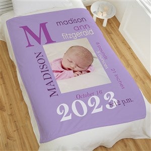 All About Baby Girl Personalized 50x60 Lightweight Fleece Photo Blanket - 16469-LF