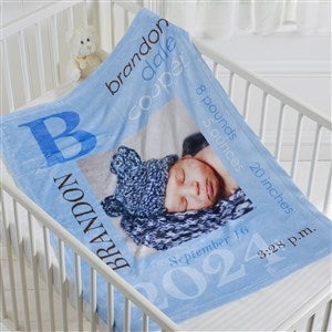 All About Baby Boy Personalized 30x40 Fleece Photo Baby Blanket - 16485-P