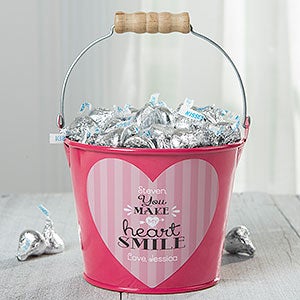 You Make My Heart Smile Personalized Mini Treat Bucket - Pink - 16508-P