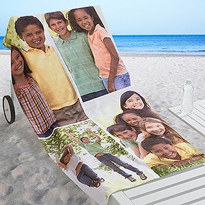 Personalized Four Photo Collage Beach Towels - 16537-4