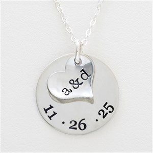 Personalized Heart Initials Necklace with Date Disc - Special Couple - 16541D-D