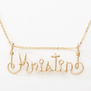 Wire Name Personalized Necklace  - 14K Gold - 16543D-G