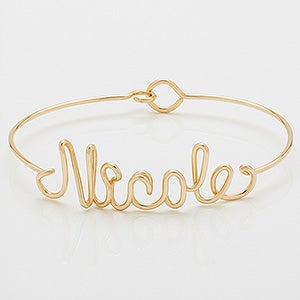Personalized Wire Name Bracelet - 14k Gold - 16545D-G
