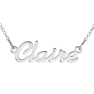 Contemporary Script Personalized Name Necklace - Silver - 16555D-S
