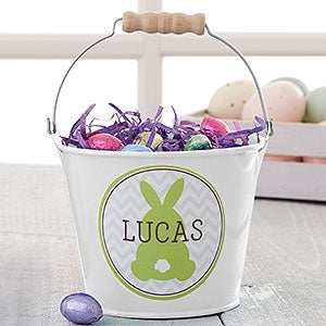 Easter Bunny Personalized Mini Treat Bucket - White - 16593