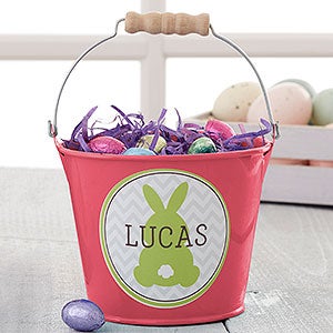 Easter Bunny Personalized Mini Treat Bucket - Pink - 16593-P