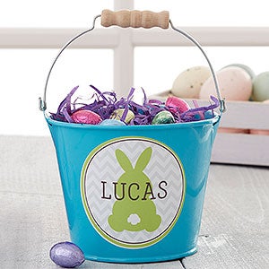 Easter Bunny Personalized Mini Treat Bucket - Teal - 16593-T