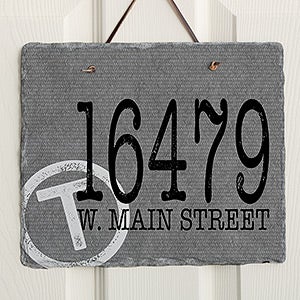 Initial Stamped Address Personalized Slate Plaque - 16637