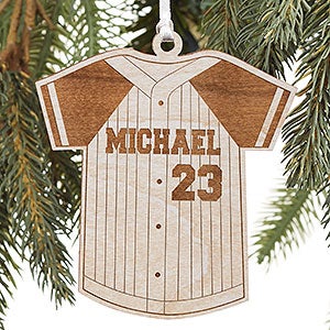 Baseball Jersey Personalized Whitewash Wood Ornament - 16662-W