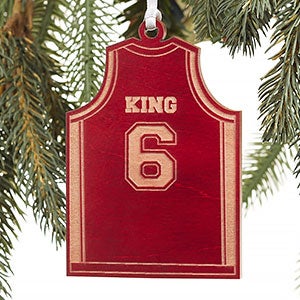 Basketball Jersey Personalized Red Wood Ornament - 16663-R