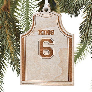 Basketball Jersey Personalized Whitewash Wood Ornament - 16663-W