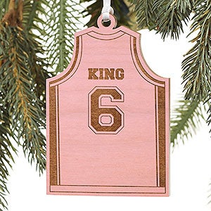 Basketball Jersey Personalized Pink Wood Ornament - 16663-P