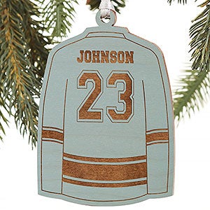 Hockey Jersey Personalized Blue Wood Ornament - 16664-B