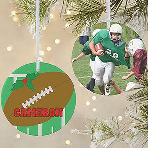Football Personalized Photo Ornament-3.75 Matte - 2 Sided - 16667-2L