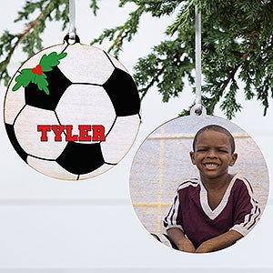 Soccer Personalized Photo Ornament-3.75 Wood - 2 Sided - 16670-2W
