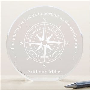 Personalized Premium Crystal Award - Compass Inspired - Large - 16716-L