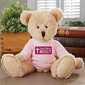 God Bless Personalized Teddy Bear- Pink - 16738-P