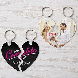 You Complete Me Personalized Break Apart Heart Keychains - 16749