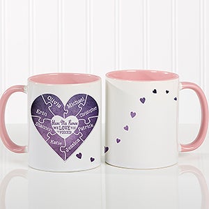 Personalized Pink Puzzle Coffee Mug - We Love You To Pieces - 16762-P