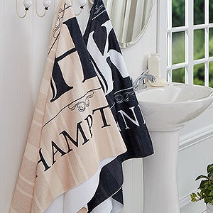 Elegant Monogram Personalized 35x72 Bath Towels - 16807-L